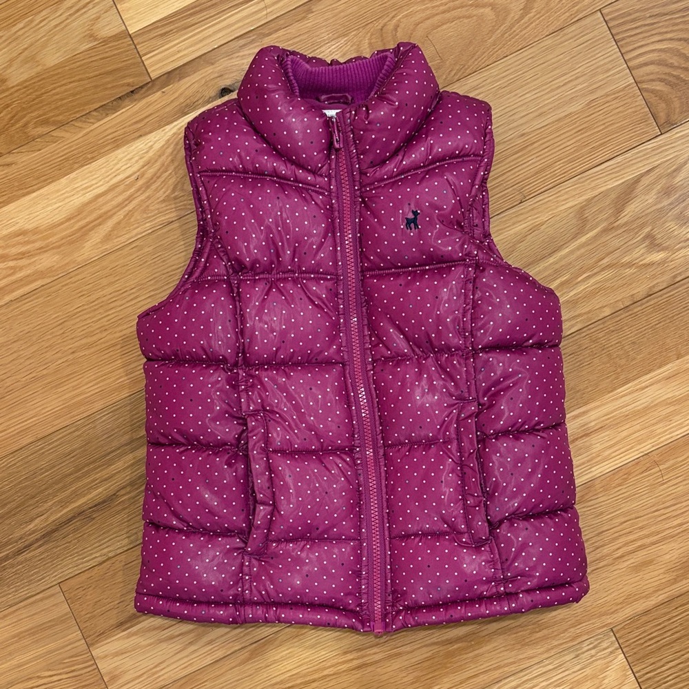 Old Navy Purple Polka Dot Puffer Vest Kids Size M